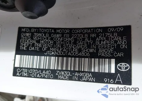 2010 Toyota Prius Iv from USA, damaged, VIN JTDKN3DU1A0054806